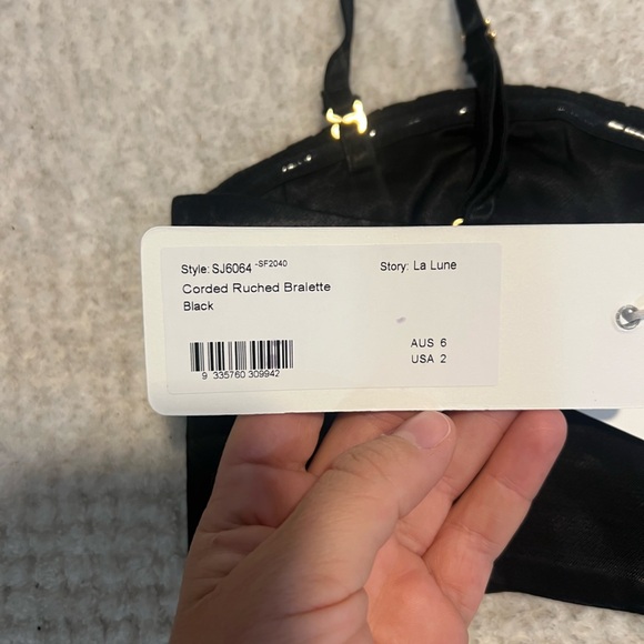 NWT Shona Joy La Lune Corded Ruched Bralette - Black - Size 2 - Picture 9 of 9